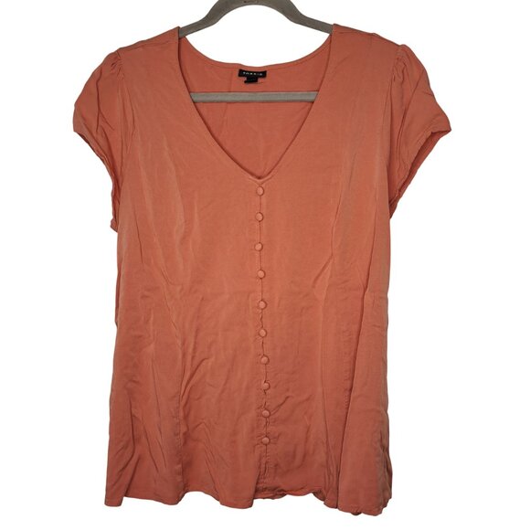 Torrid Dusty Pink V Neck Button Accent Lace-Up Back Top Plus Size 1 - Picture 1 of 6